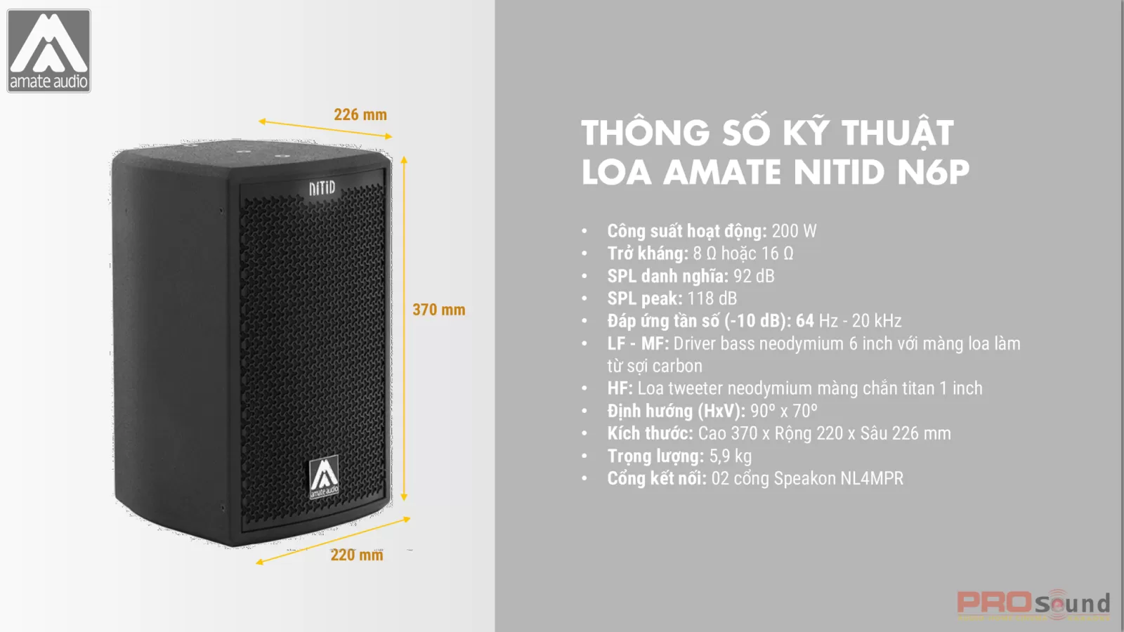 thôgn số kỹ thuật loa amate n6p