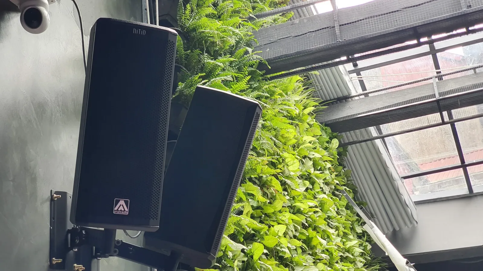 loa amate s26p được treo lắp tại quán lounge