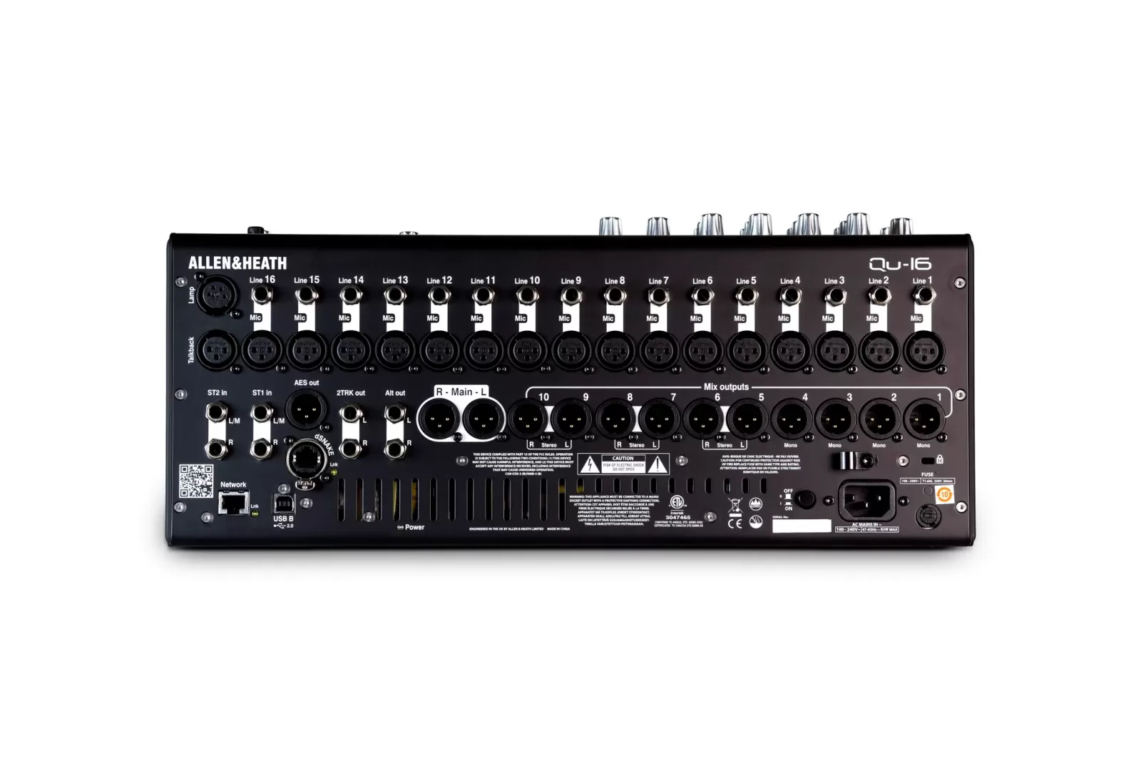 cổng kết nối của allen&heath QU16